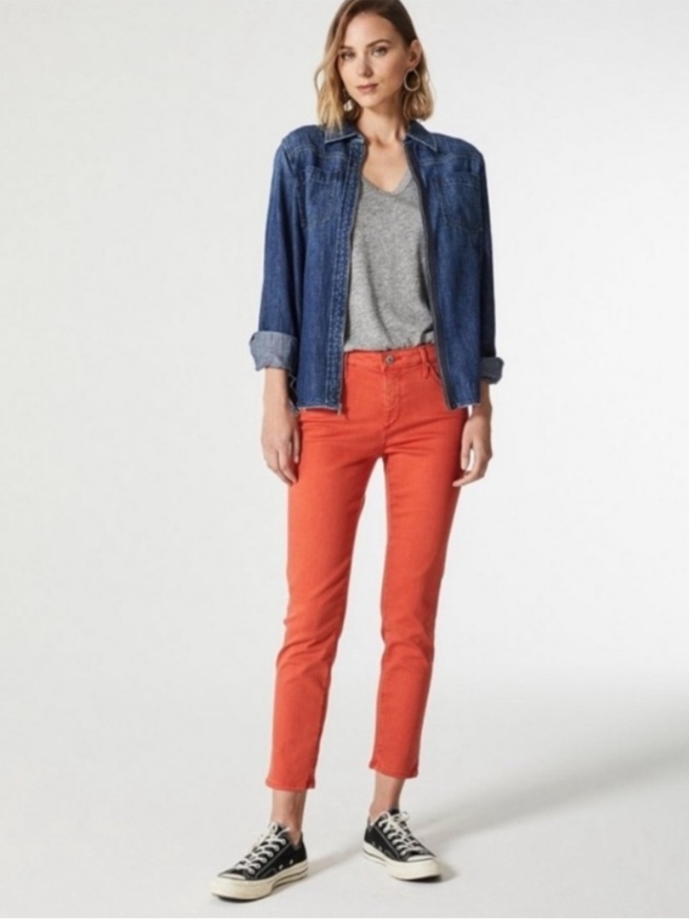 AG Adriano Goldschmied The Prima Cigarette Crop Jean Orange Womens 30
